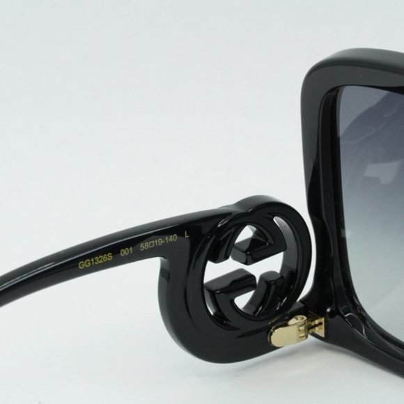 💯 NEW GUCCI GG1326S 001 BLACK GREY SUNGLASSES - Picture 8 of 12